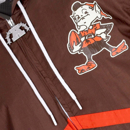 MITCHELL-&amp;-NESS-Giacca-a-Vento-Uomo-Nfl-Undeniable-Full-Zip-Windbreaker-Clebro-Brown-da-uomo