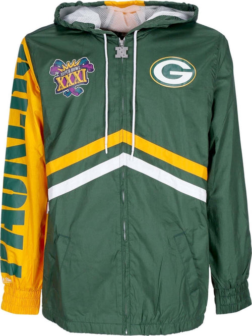 MITCHELL-&-NESS-Giacca-a-Vento-Uomo-Nfl-Undeniable-Full-Zip-Windbreaker-Grepac-Dark-Green-da-uomo