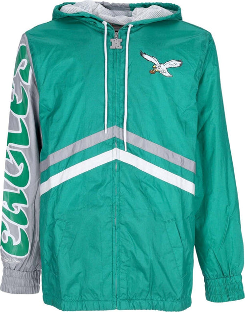 MITCHELL-&-NESS-Giacca-a-Vento-Uomo-Nfl-Undeniable-Full-Zip-Windbreaker-Phieag-Kelly-Green-da-uomo