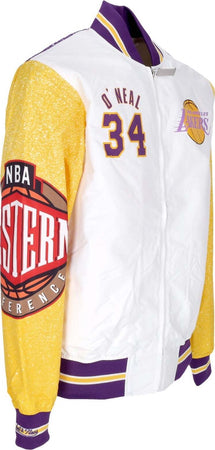 MITCHELL-&amp;-NESS-Giubbotto-Bomber-Uomo-Nba-Burst-Warm-Up-Jacket-No-34-Shaquille-O'neal-Loslak-Multi/white-da-uomo