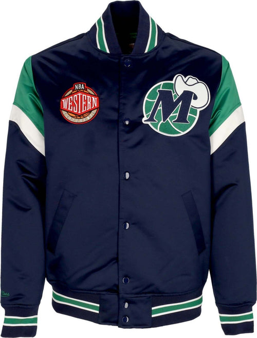 MITCHELL-&-NESS-Giubbotto-Bomber-Uomo-Nba-Heavyweight-Satin-Jacket-Dalmav-Original-Team-Colors-da-uomo
