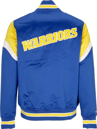 MITCHELL-&amp;-NESS-Giubbotto-Bomber-Uomo-Nba-Heavyweight-Satin-Jacket-Golwar-Original-Team-Colors-da-uomo