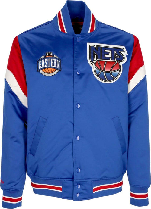 MITCHELL-&-NESS-Giubbotto-Bomber-Uomo-Nba-Heavyweight-Satin-Jacket-Nejnet-Original-Team-Colors-da-uomo