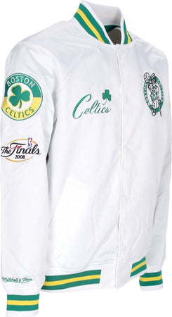 MITCHELL-&amp;-NESS-Giubbotto-Bomber-Uomo-Nba-Hometown-Lw-Satin-Jacket-Hardwood-Classics-Boscel-White-da-uomo