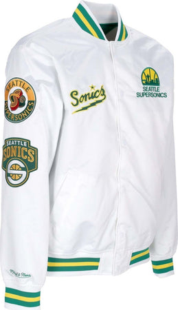 MITCHELL-&amp;-NESS-Giubbotto-Bomber-Uomo-Nba-Hometown-Lw-Satin-Jacket-Hardwood-Classics-Seasup-White-da-uomo