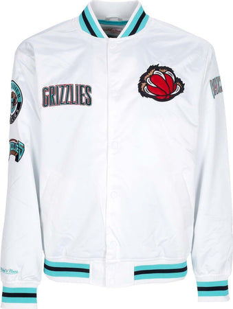 MITCHELL-&amp;-NESS-Giubbotto-Bomber-Uomo-Nba-Hometown-Lw-Satin-Jacket-Hardwood-Classics-Vangri-White-da-uomo