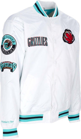 MITCHELL-&amp;-NESS-Giubbotto-Bomber-Uomo-Nba-Hometown-Lw-Satin-Jacket-Hardwood-Classics-Vangri-White-da-uomo