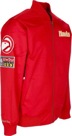 MITCHELL-&amp;-NESS-Giubbotto-Bomber-Uomo-Nba-Lightweight-Satin-Bomber-Atlhaw-Original-Team-Colors-da-uomo