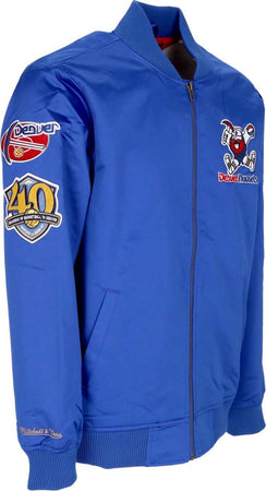 MITCHELL-&amp;-NESS-Giubbotto-Bomber-Uomo-Nba-Lightweight-Satin-Bomber-Dennug-Original-Team-Colors-da-uomo
