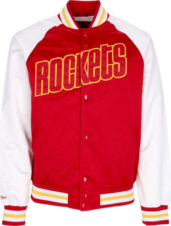 MITCHELL-&amp;-NESS-Giubbotto-Bomber-Uomo-Nba-Primetime-Lw-Satin-Jacket-Hardwood-Classics-Houroc-Scarlet-da-uomo