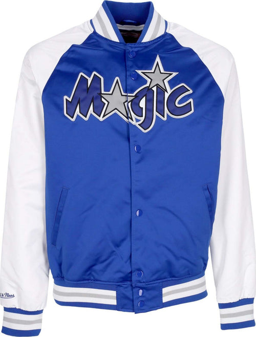 MITCHELL-&-NESS-Giubbotto-Bomber-Uomo-Nba-Primetime-Lw-Satin-Jacket-Hardwood-Classics-Orlmag-Royal-da-uomo