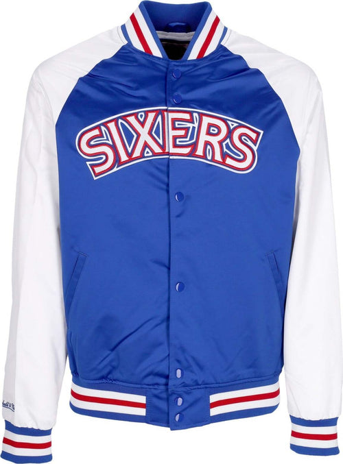 MITCHELL-&-NESS-Giubbotto-Bomber-Uomo-Nba-Primetime-Lw-Satin-Jacket-Hardwood-Classics-Phi76e-Royal-da-uomo