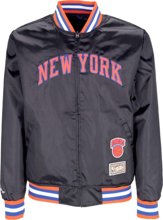 MITCHELL-&amp;-NESS-Giubbotto-Bomber-Uomo-Nba-Slap-Sticker-Reversible-Jacket-Hardwood-Classics-Neykni-Black-da-uomo