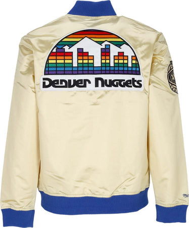 MITCHELL-&amp;-NESS-Giubbotto-Bomber-Uomo-Nba-Team-Og-2.0-Lightweight-Satin-Jacket-Vintage-Logo-Dennug-Gold-da-uomo