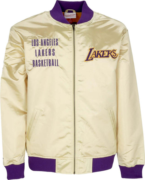 MITCHELL-&-NESS-Giubbotto-Bomber-Uomo-Nba-Team-Og-2.0-Lightweight-Satin-Jacket-Vintage-Logo-Loslak-Gold-da-uomo