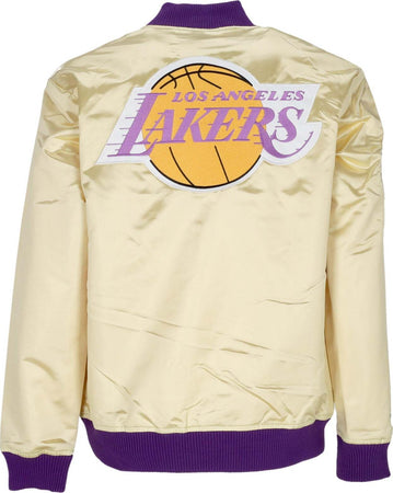MITCHELL-&amp;-NESS-Giubbotto-Bomber-Uomo-Nba-Team-Og-2.0-Lightweight-Satin-Jacket-Vintage-Logo-Loslak-Gold-da-uomo