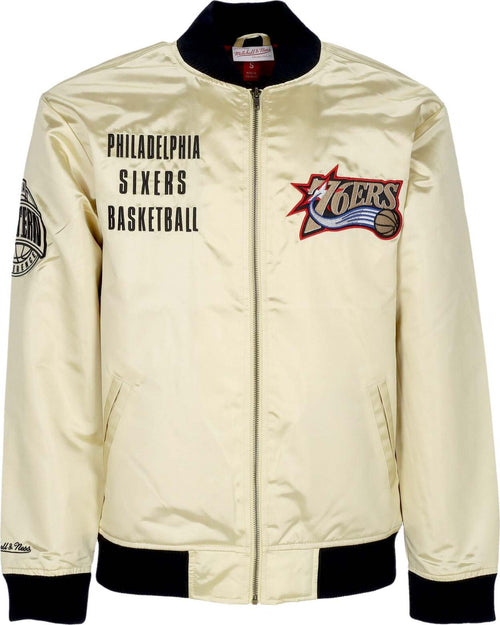 MITCHELL-&-NESS-Giubbotto-Bomber-Uomo-Nba-Team-Og-2.0-Lightweight-Satin-Jacket-Vintage-Logo-Phi76e-Gold-da-uomo