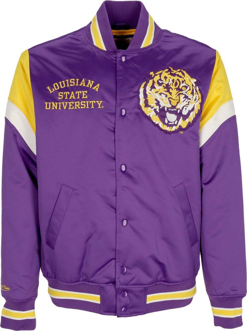 MITCHELL-&-NESS-Giubbotto-Bomber-Uomo-Ncaa-Heavyweight-Satin-Jacket-Loutig-Purple-da-uomo