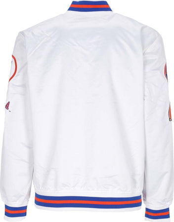 MITCHELL-&amp;-NESS-Giubbotto-Bomber-Uomo-Ncaa-Hometown-Lw-Satin-Jacket-Flogat-White-da-uomo