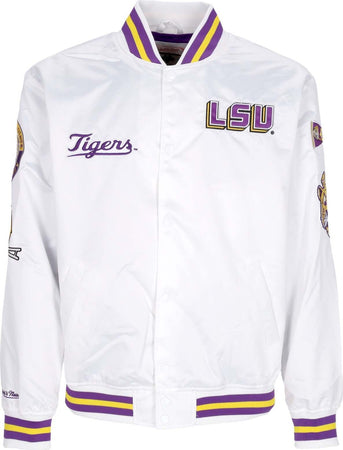MITCHELL-&amp;-NESS-Giubbotto-Bomber-Uomo-Ncaa-Hometown-Lw-Satin-Jacket-Loutig-White-da-uomo