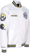 MITCHELL-&-NESS-Giubbotto-Bomber-Uomo-Ncaa-Hometown-Lw-Satin-Jacket-Micwol-White-da-uomo