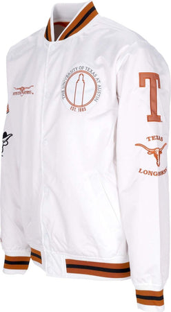 MITCHELL-&amp;-NESS-Giubbotto-Bomber-Uomo-Ncaa-Hometown-Lw-Satin-Jacket-Texlon-White-da-uomo