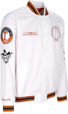 MITCHELL-&amp;-NESS-Giubbotto-Bomber-Uomo-Ncaa-Hometown-Lw-Satin-Jacket-Texlon-White-da-uomo