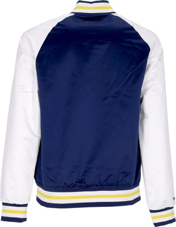 MITCHELL-&amp;-NESS-Giubbotto-Bomber-Uomo-Ncaa-Primetime-Lw-Satin-Jacket-Micwol-Navy-da-uomo