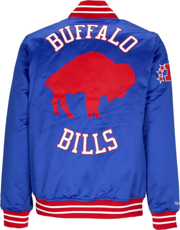 MITCHELL-&amp;-NESS-Giubbotto-Bomber-Uomo-Nfl-Heavyweight-Satin-Jacket-Bufbil-Original-Team-Colors-da-uomo