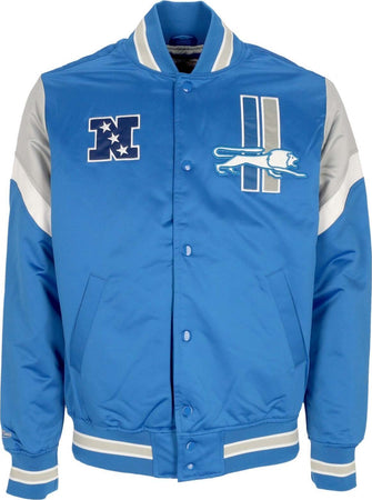 MITCHELL-&amp;-NESS-Giubbotto-Bomber-Uomo-Nfl-Heavyweight-Satin-Jacket-Detlio-Original-Team-Colors-da-uomo