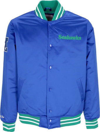 MITCHELL-&amp;-NESS-Giubbotto-Bomber-Uomo-Nfl-Heavyweight-Satin-Jacket-Seasea-Original-Team-Colors-da-uomo