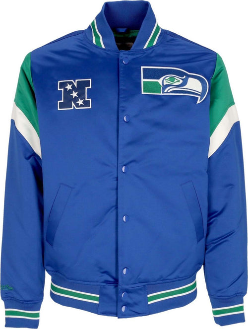 MITCHELL-&-NESS-Giubbotto-Bomber-Uomo-Nfl-Heavyweight-Satin-Jacket-Seasea-Original-Team-Colors-da-uomo