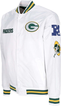 MITCHELL-&amp;-NESS-Giubbotto-Bomber-Uomo-Nfl-Hometown-Lw-Satin-Jacket-Grepac-White-da-uomo