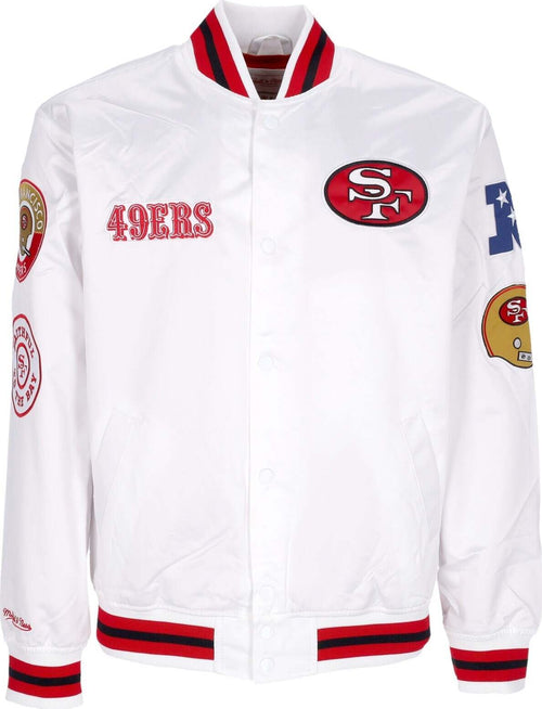 MITCHELL-&-NESS-Giubbotto-Bomber-Uomo-Nfl-Hometown-Lw-Satin-Jacket-Saf49e-White-da-uomo