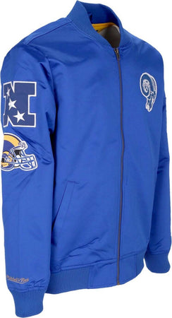 MITCHELL-&amp;-NESS-Giubbotto-Bomber-Uomo-Nfl-Lightweight-Satin-Bomber-Losram-Original-Team-Colors-da-uomo