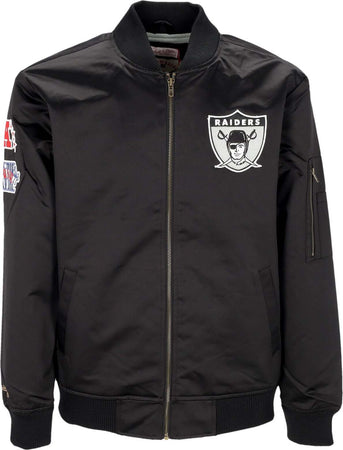 MITCHELL-&amp;-NESS-Giubbotto-Bomber-Uomo-Nfl-Lightweight-Satin-Bomber-Oakrai-Original-Team-Colors-da-uomo