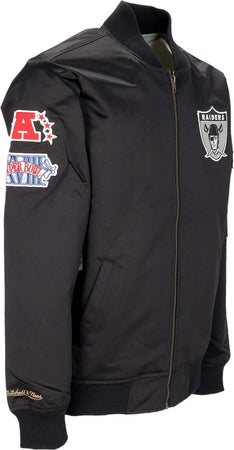 MITCHELL-&amp;-NESS-Giubbotto-Bomber-Uomo-Nfl-Lightweight-Satin-Bomber-Oakrai-Original-Team-Colors-da-uomo