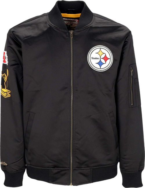 MITCHELL-&-NESS-Giubbotto-Bomber-Uomo-Nfl-Lightweight-Satin-Bomber-Pitste-Original-Team-Colors-da-uomo