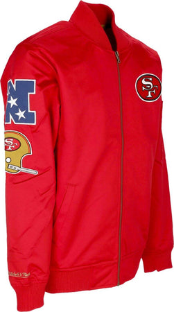 MITCHELL-&amp;-NESS-Giubbotto-Bomber-Uomo-Nfl-Lightweight-Satin-Bomber-Saf49e-Original-Team-Colors-da-uomo