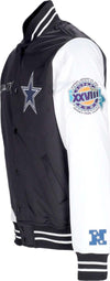 MITCHELL-&-NESS-Giubbotto-Bomber-Uomo-Nfl-Team-Origins-Varsity-Satin-Jacket-Dalcow-Black/white-da-uomo