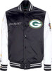 MITCHELL-&amp;-NESS-Giubbotto-Bomber-Uomo-Nfl-Team-Origins-Varsity-Satin-Jacket-Grepac-Black/white-da-uomo