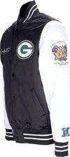 MITCHELL-&-NESS-Giubbotto-Bomber-Uomo-Nfl-Team-Origins-Varsity-Satin-Jacket-Grepac-Black/white-da-uomo