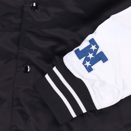 MITCHELL-&amp;-NESS-Giubbotto-Bomber-Uomo-Nfl-Team-Origins-Varsity-Satin-Jacket-Grepac-Black/white-da-uomo