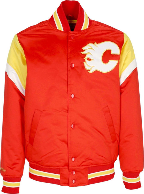 MITCHELL-&-NESS-Giubbotto-Bomber-Uomo-Nhl-Heavyweight-Satin-Jacket-Calfla-Original-Team-Colors-da-uomo