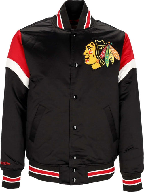 MITCHELL-&-NESS-Giubbotto-Bomber-Uomo-Nhl-Heavyweight-Satin-Jacket-Chibla-Original-Team-Colors-da-uomo