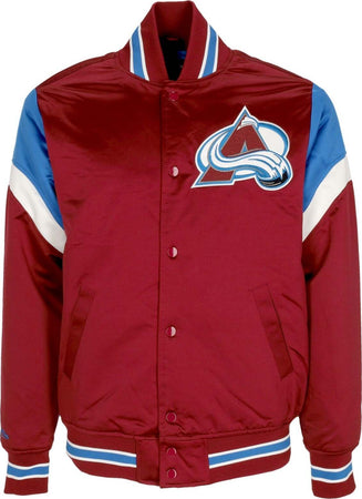MITCHELL-&amp;-NESS-Giubbotto-Bomber-Uomo-Nhl-Heavyweight-Satin-Jacket-Colava-Original-Team-Colors-da-uomo