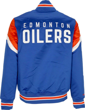 MITCHELL-&amp;-NESS-Giubbotto-Bomber-Uomo-Nhl-Heavyweight-Satin-Jacket-Edmoil-Original-Team-Colors-da-uomo