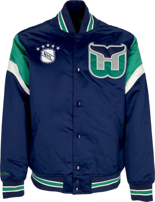 MITCHELL-&-NESS-Giubbotto-Bomber-Uomo-Nhl-Heavyweight-Satin-Jacket-Harwha-Original-Team-Colors-da-uomo
