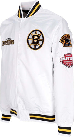 MITCHELL-&amp;-NESS-Giubbotto-Bomber-Uomo-Nhl-Hometown-Lw-Satin-Jacket-Bosbru-White-da-uomo