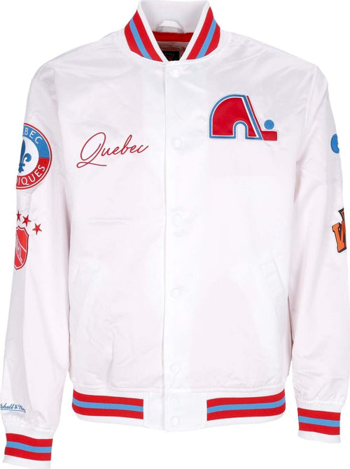 MITCHELL-&-NESS-Giubbotto-Bomber-Uomo-Nhl-Hometown-Lw-Satin-Jacket-Quenor-White-da-uomo